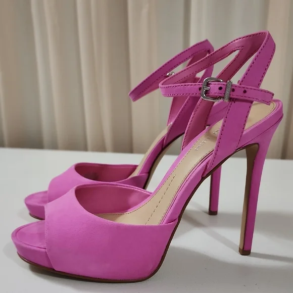 Gianni Bini Pink Stiletto Heels with Ankle Strap - Picture 3 of 7